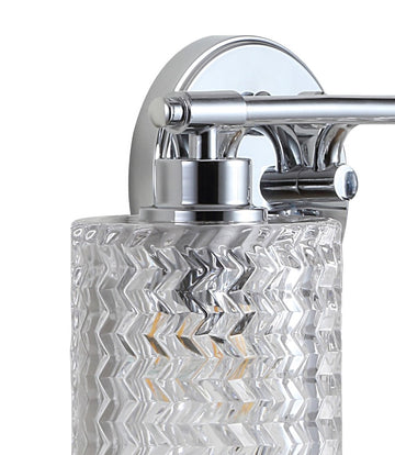 Spaulding Vintage Iron/Chevron Pattern Glass Farmhouse Cottage LED Vanity Light - JONATHAN Y